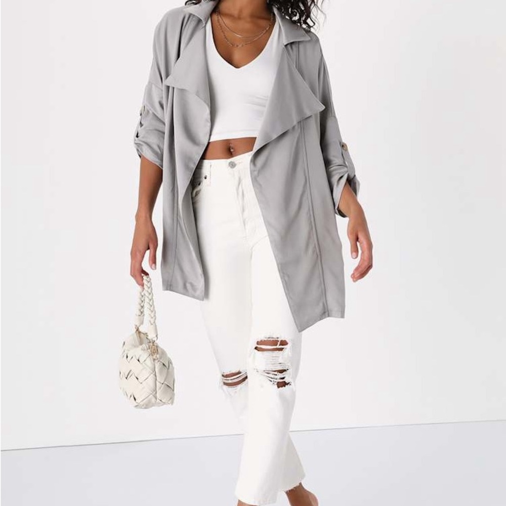 Lulu's Light Grey Oversized Jacket - Picture 2 of 7